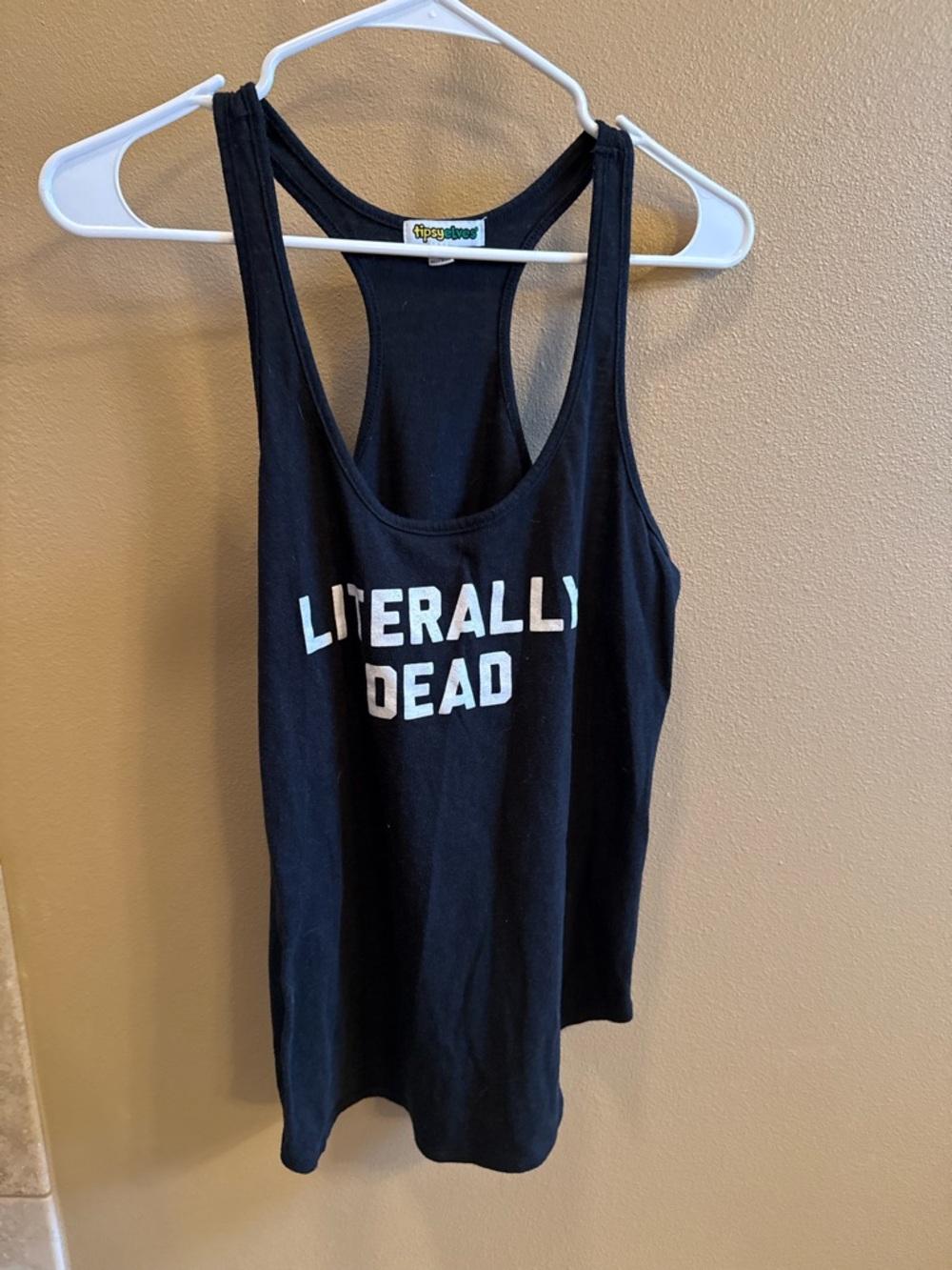 Tipsy Elves Black Racerback Tank with Yellow & Green Logo